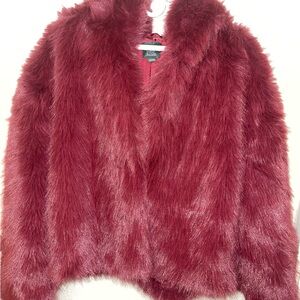 wild fable Wine Red Faux Fur Teddy Jacket